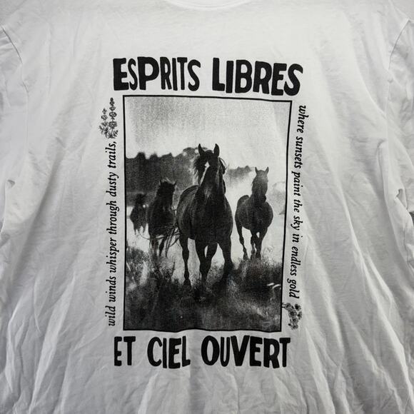 Abercrombie Fitch Shirt Men's Medium White Oversized AF Essentials Horses Cowboy - Picture 2 of 7